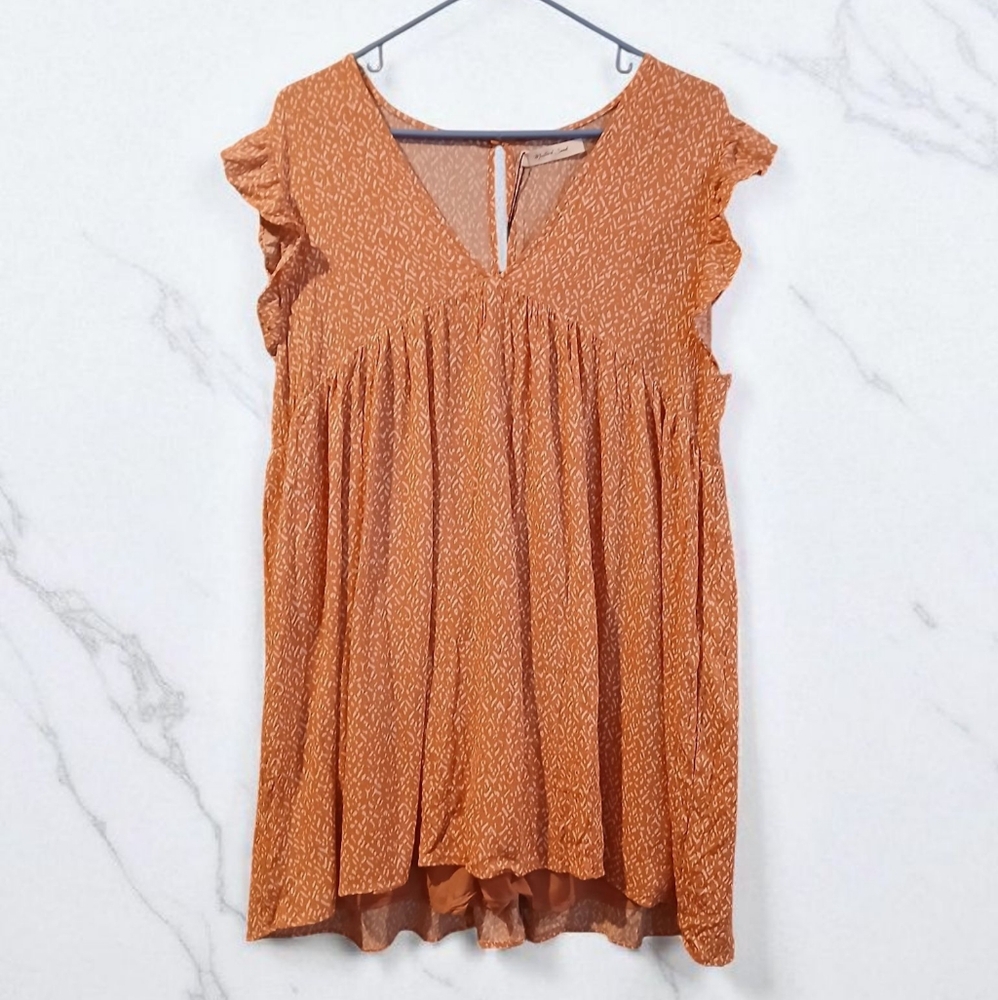 Mustard Seed Mini Dress Romper Womans Pink Flutter Sleeves Large Skorts